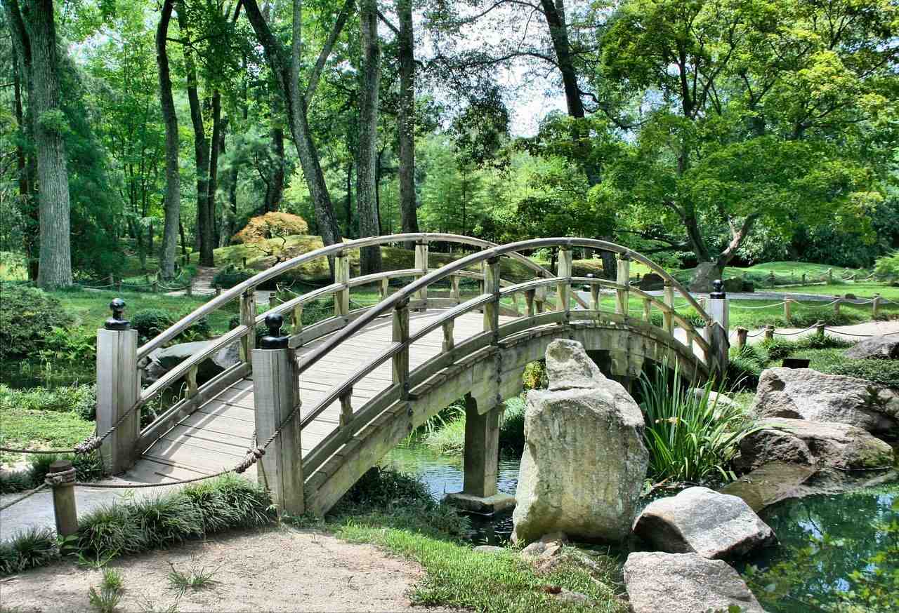 pont, jardin japonais, arc
